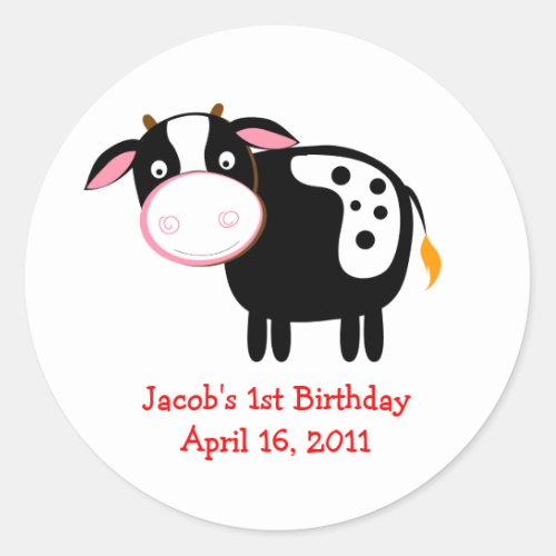 FARM COW Baby Shower or Birthday Favor Stickers