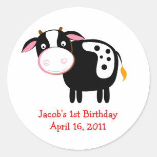 FARM COW Baby Shower or Birthday Favor Stickers