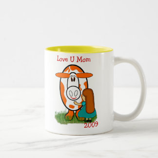 Farm Cow Love U Mom Two-Tone Coffee Mug