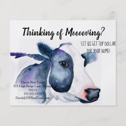 farm cow referral real estate marketing sell postc flyer