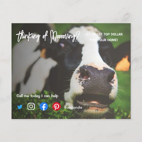 farm cow referral real estate marketing sell postc flyer