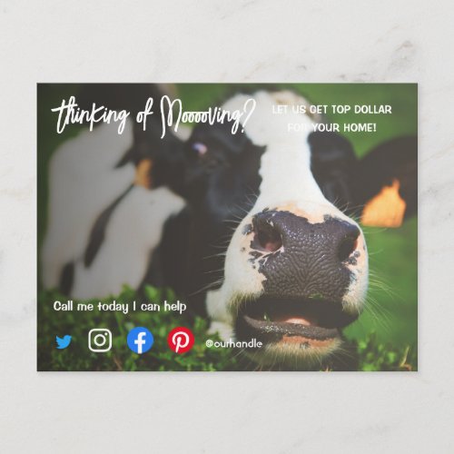 farm cow referral real estate marketing sell postc postcard