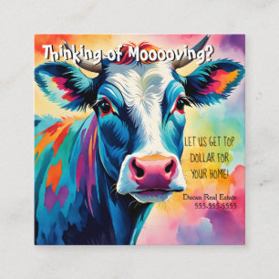 farm cow referral real estate marketing sell square business card