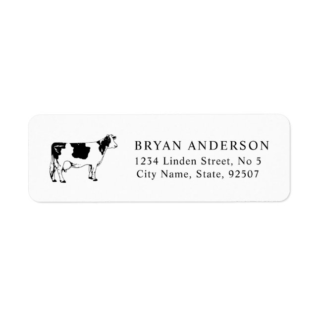 Farm - Cow Return Address Label (Front)