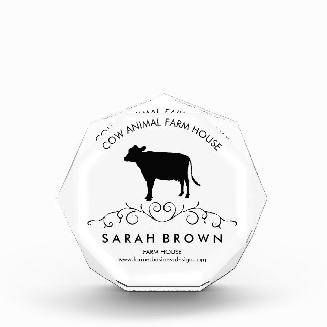 Farm Cow Silhouette barnyard design Acrylic Award