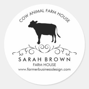 Farm Cow Silhouette Classic Round Sticker