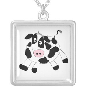 Farm Cow Silver Plated Necklace