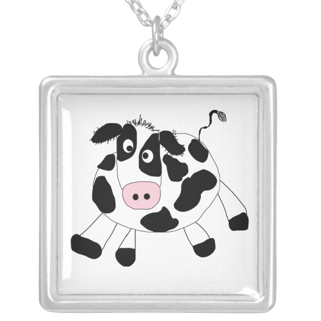 Farm Cow Silver Plated Necklace (Front)