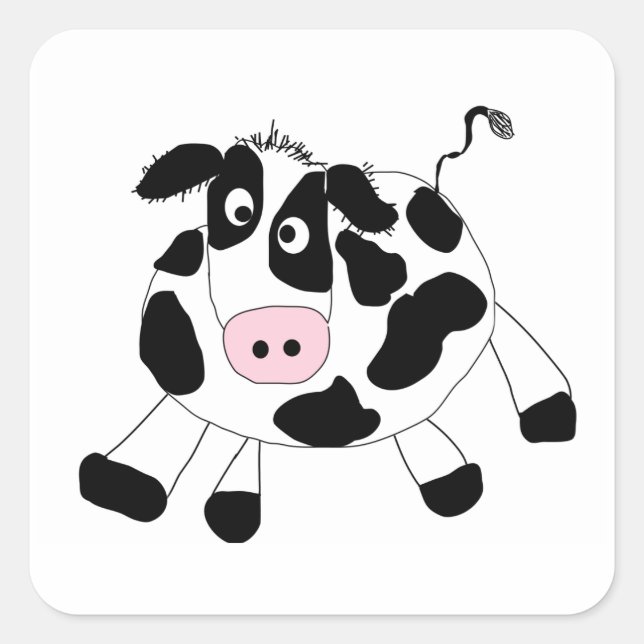Farm Cow Square Sticker (Front)