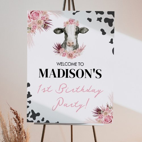 Farm Cow Welcome Sign Birthday Baby Shower