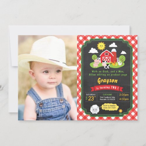 Farm Cowboy birthday invitation