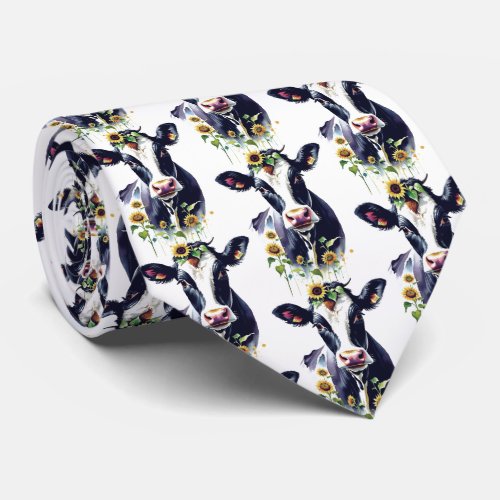 Farm Cows in Sunflowers Western Pattern Neck Tie