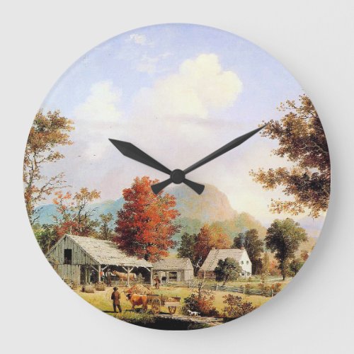 Farm Creek Horse Ox Barn Americana Wall Clock