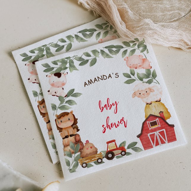Farm Cute Animals Baby Shower  Napkins (Creator Uploaded)