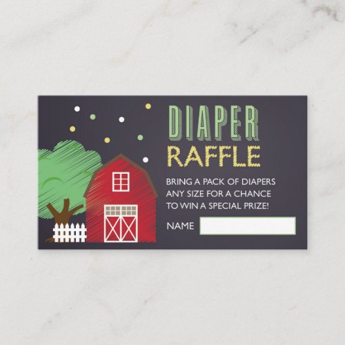 Farm Diaper Raffle Ticket Enclosure Card