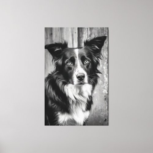 Farm Dog Portrait Timeless Monochrome Canvas Print