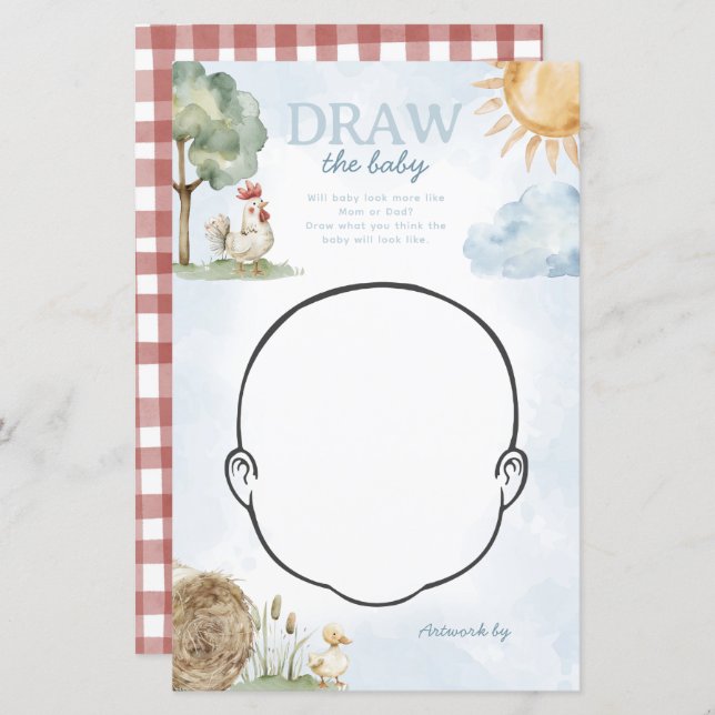 Farm Draw the Baby Shower Game (Front/Back)