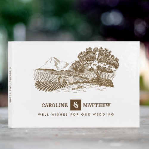 Farm Drawing Rustic Wedding  Guest Book