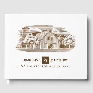 Farm Drawing Rustic Wedding Guest Books
