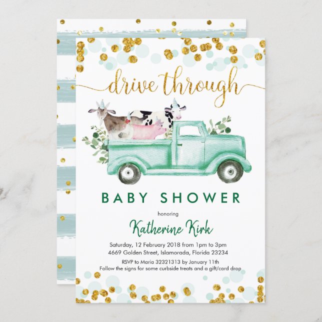 Farm Drive Through Baby Shower Invitation (Front/Back)