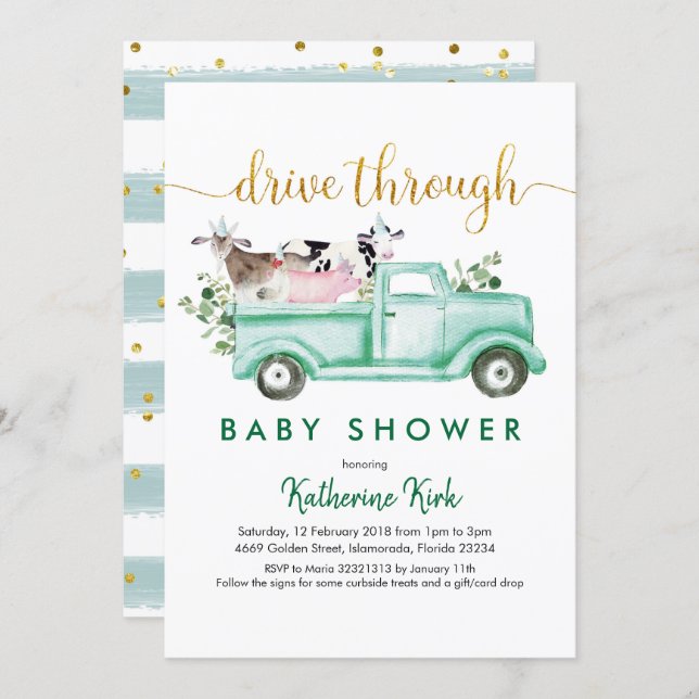 Farm Drive Through Baby Shower Invitation (Front/Back)