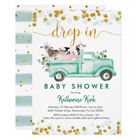 Farm Drop In Social Distancing Baby Shower Invitation