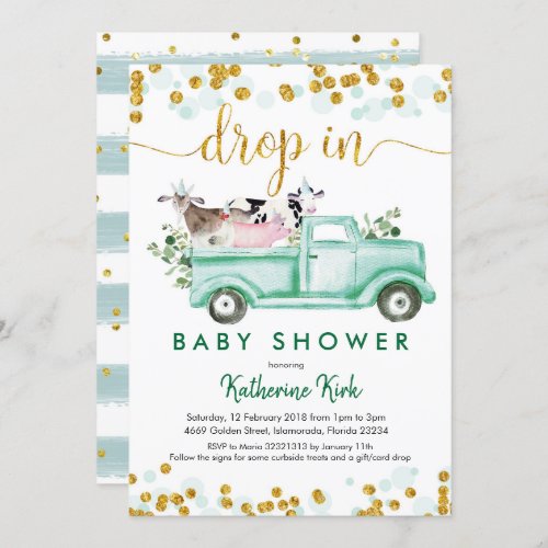 Farm Drop In Social Distancing Baby Shower Invitation