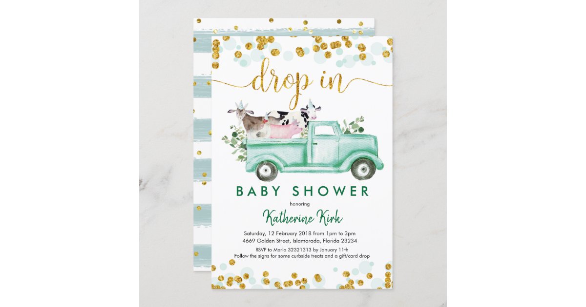 Farm Drop In Social Distancing Baby Shower Invitation Zazzle