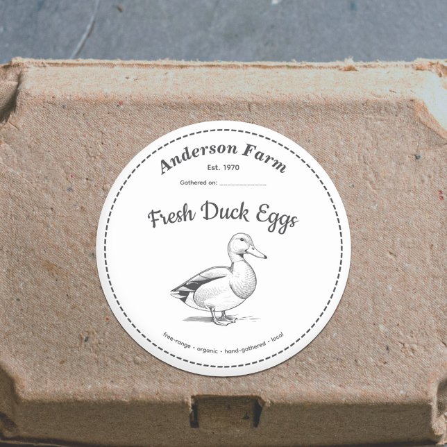 Farm Duck Eggs Label White Sticker (Farm Duck Eggs Label White Sticker)