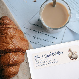 Farm Ducks Return Address Labels Off-white
