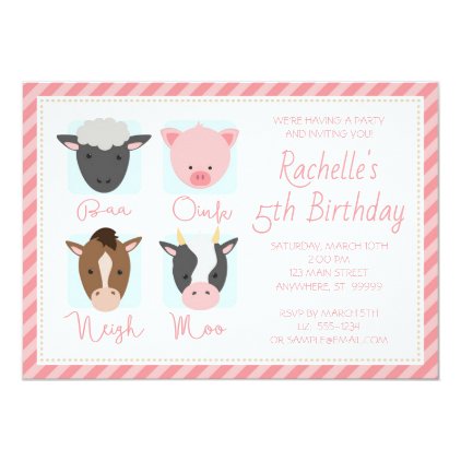 Farm Faces Birthday Invitation (w/ Optional Photo)