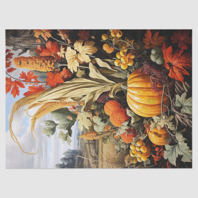 Farm Fall Autumn Pumpkin Decoupage Tissue Paper (Front)