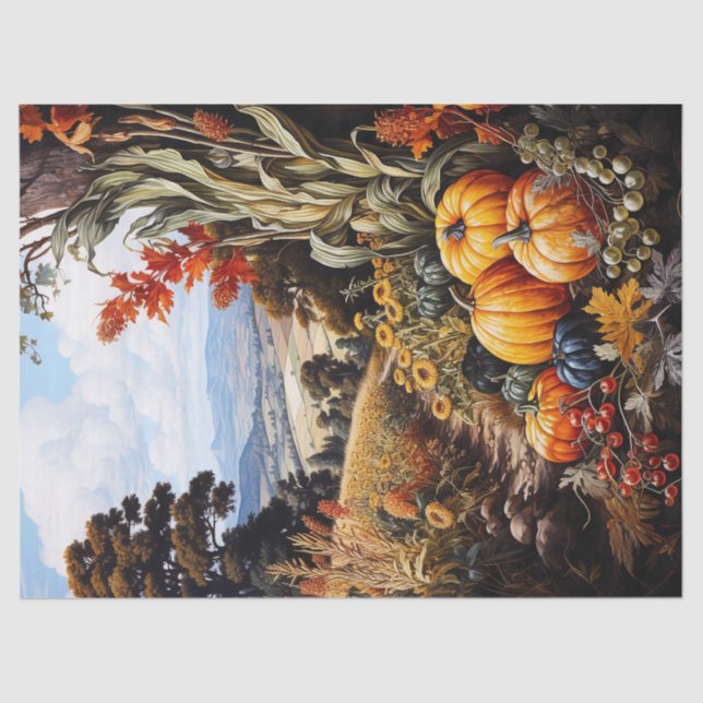Farm Fall Autumn Pumpkin Decoupage Tissue Paper (Front)