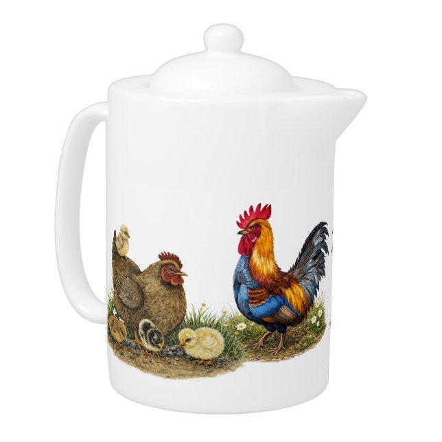 Farm Family Rooster & Hen Teapot (Left)