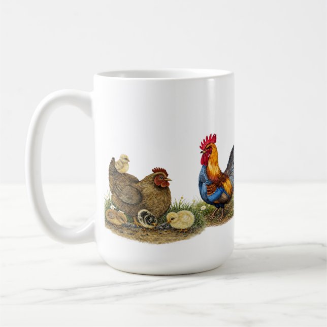 Farm Family Rooster & Hen Teapot Coffee Mug (Left)