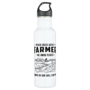 Farm Farming Agriculture Funny Tractor Gift Idea Stainless Steel Water Bottle
