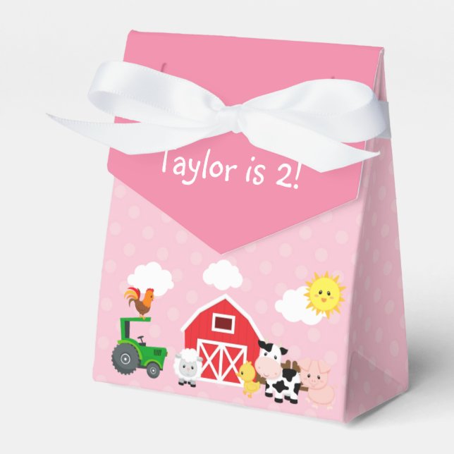 Farm Favor Box (Pink for Girls) (Front Side)