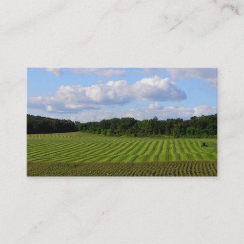 Farm field striped land farmer harvesting photo business card