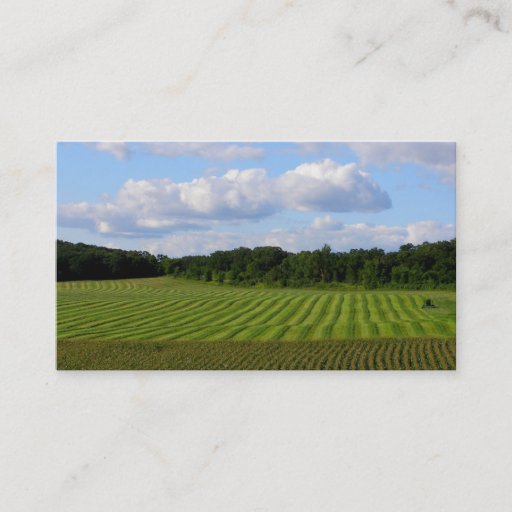 Customizable Farm field striped land farmer harvesting photo business card templates