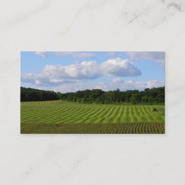 Farm field striped land farmer harvesting photo business card (Front)