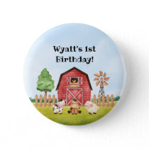 Farm First Birthday Button
