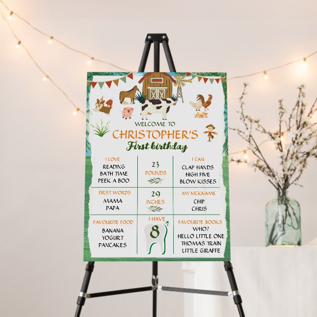 Farm first birthday  foam board (In Situ (Stand))