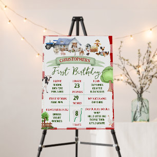 Farm first birthday Milestones Foam Board