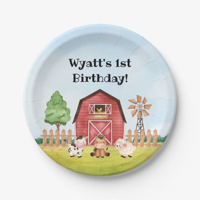 Farm First Birthday Plates (Front)