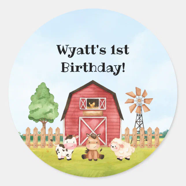 Farm First Birthday Stickers | Zazzle