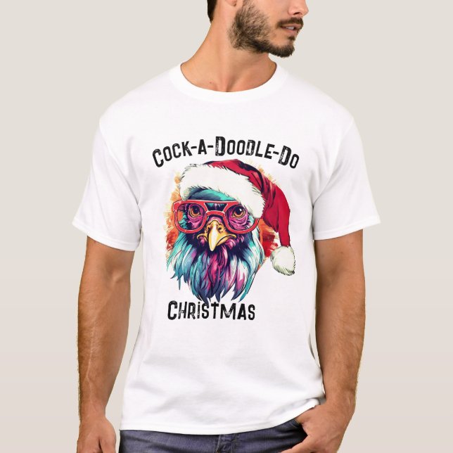 Farm Fitness Gym Tee, Christmas Rooster Humor Gift T-Shirt (Front)