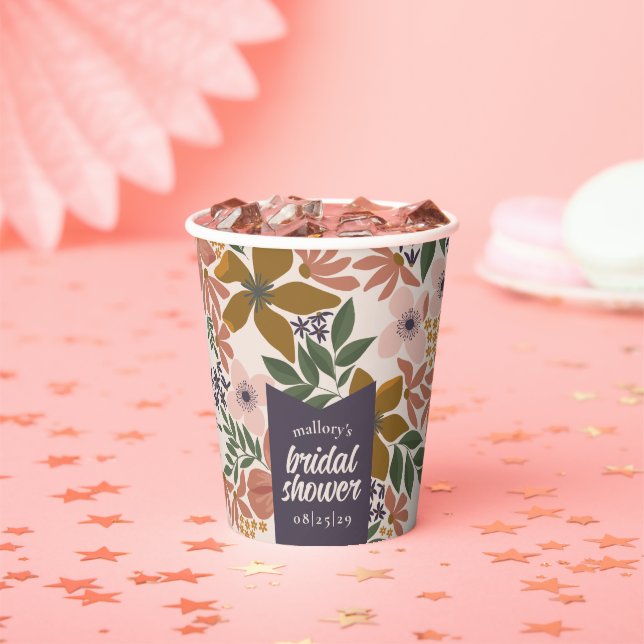 Farm Floral Bridal Shower Personalized Paper Cups (Insitu)