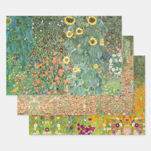Farm & Flower Garden & Birch by Gustav Klimt Wrapping Paper Sheets