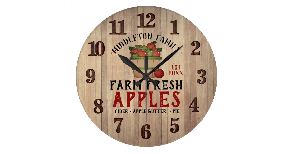 Farm Fresh Apples in a Vintage Large Clock