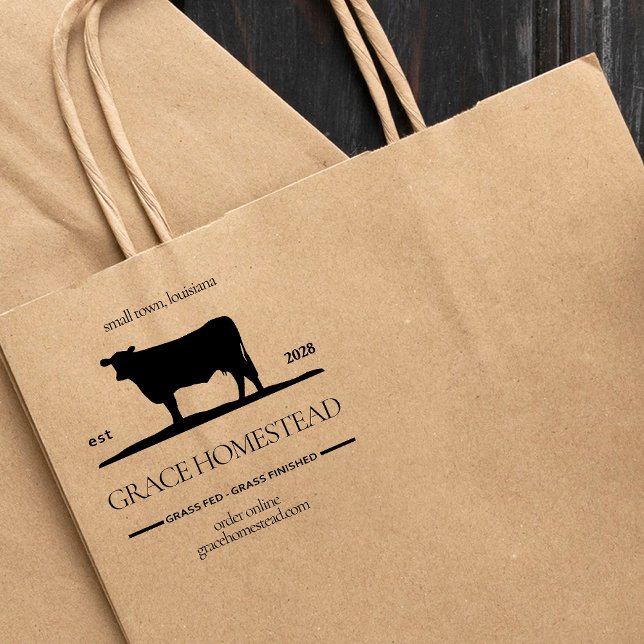 Farm Fresh Beef Grass Finished Market Add Name Rubber Stamp (Creator Uploaded)